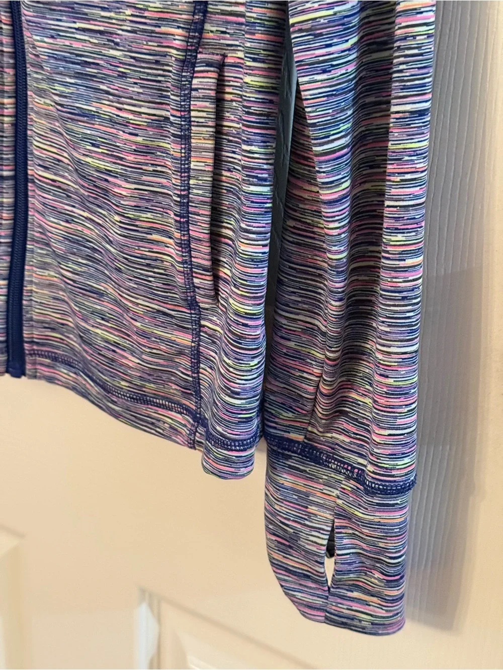 Girls Athletic Full Zip Jacket Purple Blue Space Dye Long Sleeve Activewear